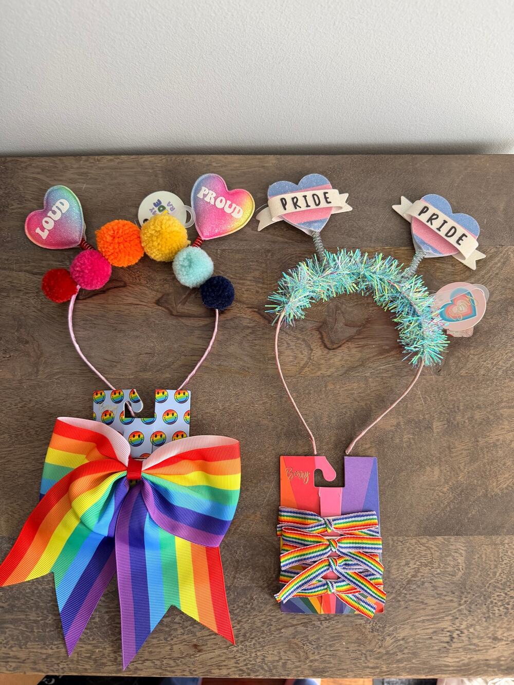 New Bundle of Pride/Rainbow LGBTQ Hair Accessories bow, headbands, and hair ties